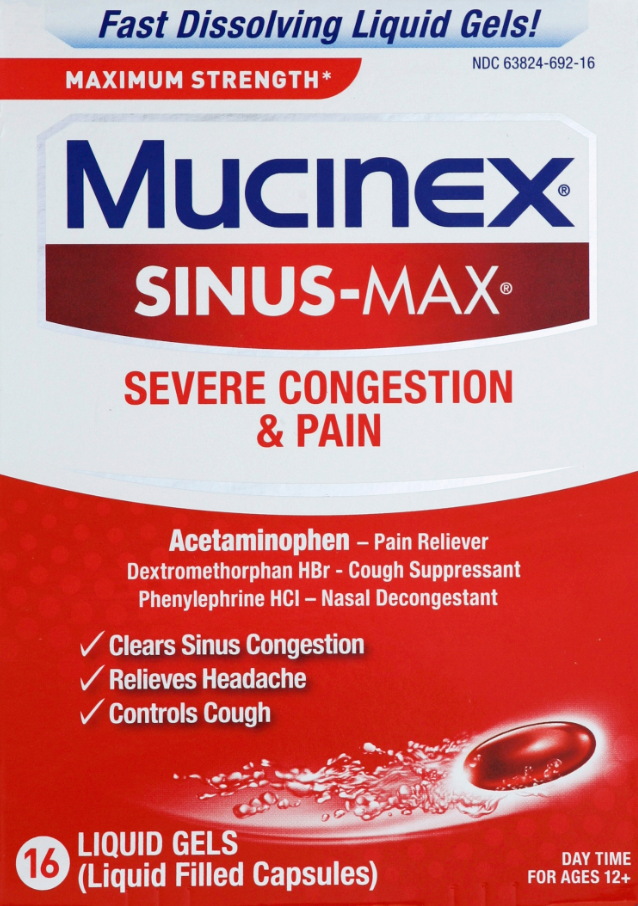 MUCINEX® SINUS-MAX® Liquid Gels - Severe Congestion & Pain